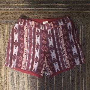 Hollister Burgundy Tribal Pattern Shorts